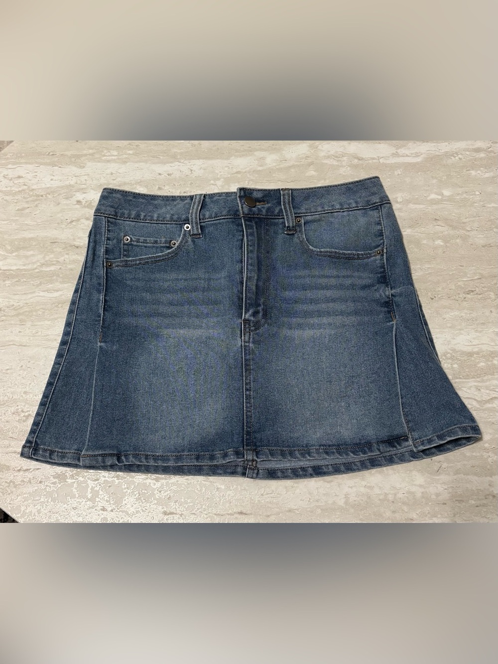 Tinseltown Blue Denim A-Line Mini Skirt